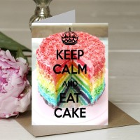 Keep Calm and Eat Cake - A5 Greetings card